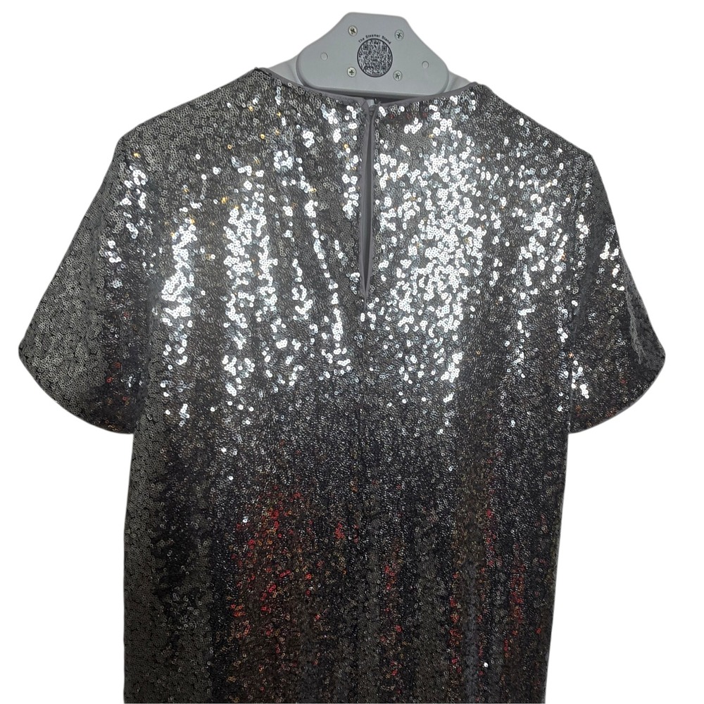 Kate Spade New York Sequin Fringe Shift Dress L Silver Metallic Ombre NWT Style - Picture 7 of 11